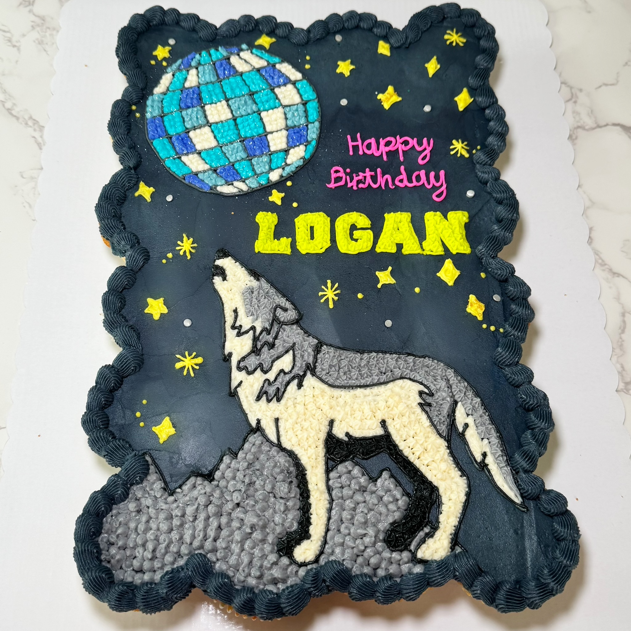 Wolf disco birthday cake