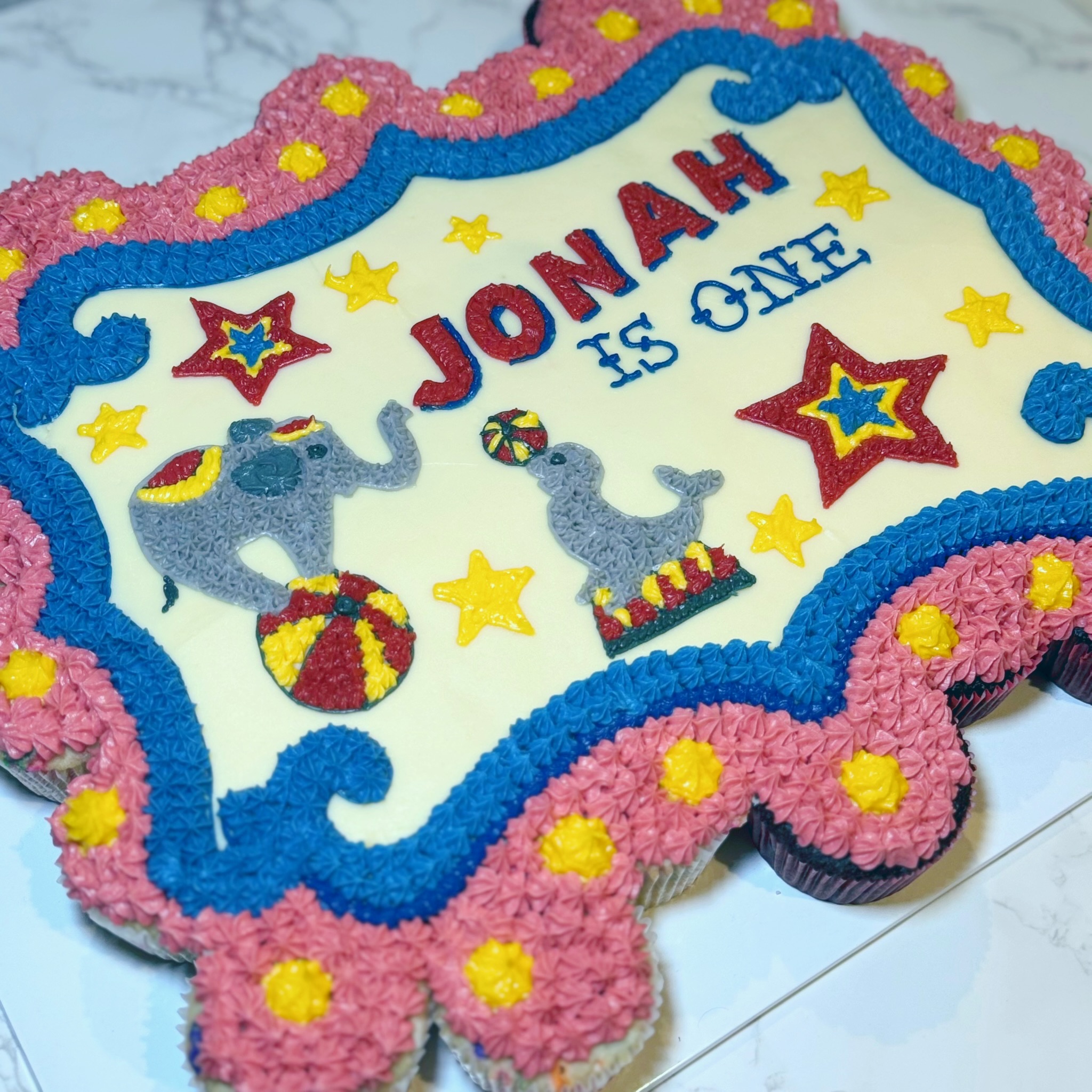 Circus elephant birthday cake